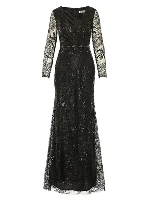 Sequin Embellished Floor-Length Gown