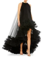 Ruffled Hem High-Low Gown