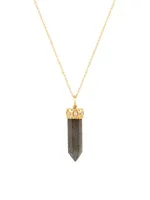 14K Yellow Gold & Diamond Marquis Eye Long Stone Point Charm Necklace