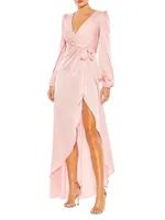 Ieena Satin Wrap Gown