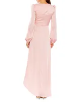 Ieena Satin Wrap Gown