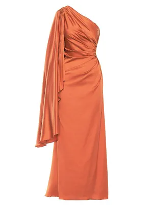 Ieena One-Shoulder Bell-Sleeve Gown