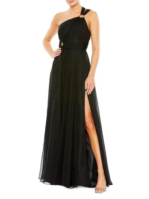 Ieena Strappy One-Shoulder Gown