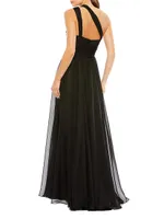 Ieena Strappy One-Shoulder Gown