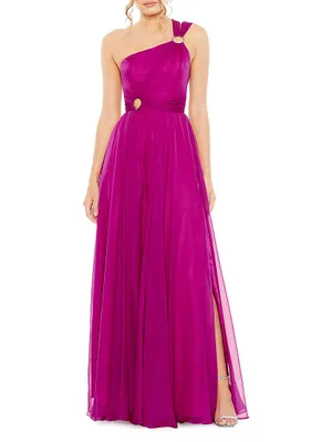 Ieena Strappy One-Shoulder Gown