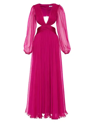 Ieena Cut-Out Puff-Sleeve Gown