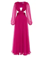 Ieena Cut-Out Puff-Sleeve Gown