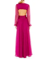 Ieena Cut-Out Puff-Sleeve Gown