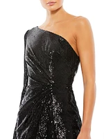 Ieena Sequined One-Shoulder Midi-Dress