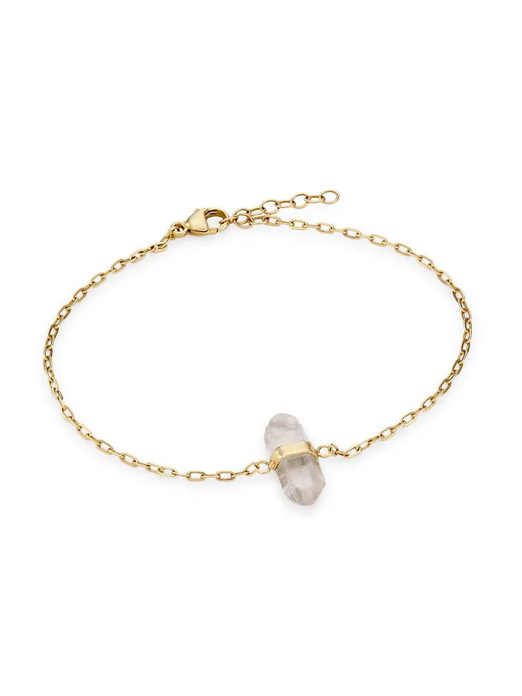 14K Gold & Crystal Quartz Chain Bracelet