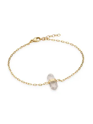 14K Gold & Crystal Quartz Chain Bracelet