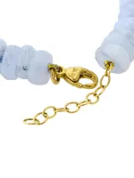 14K Yellow Gold & Blue Lace Agate Beaded Bracelet