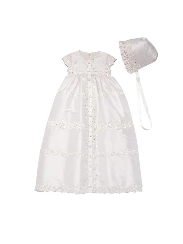 Baby Girl's Organza, Lace & Silk Dress & Hat