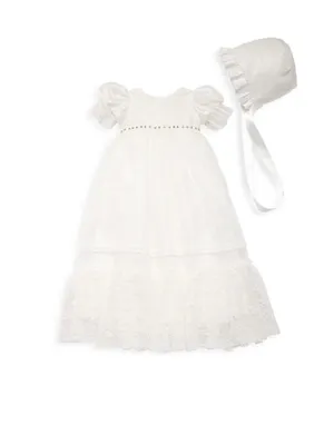 Baby Girl's Beaded Floral Lace Dress