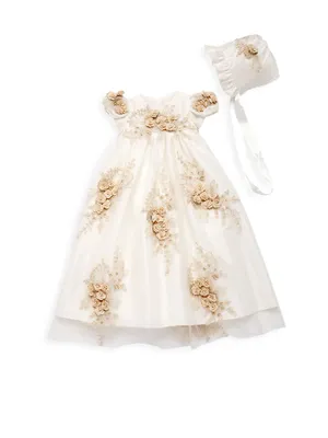 Baby Girl's Floral-Embellished Dress