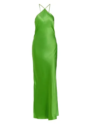 Satin Halter Maxi Dress