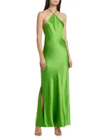 Satin Halter Maxi Dress