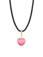 14K Yellow Gold & Leather "Love Me" Pendant Necklace