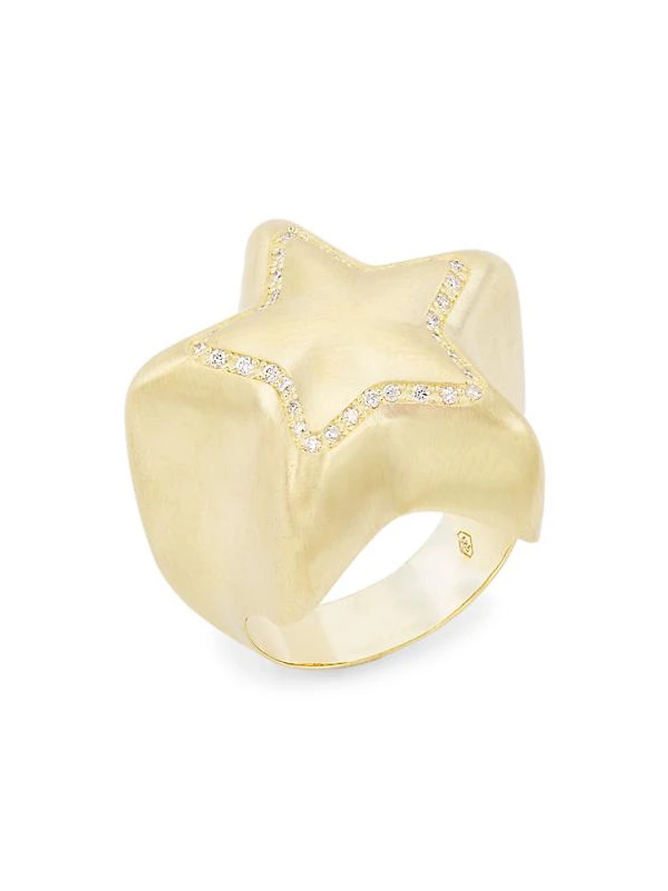 14K Yellow Gold & 0.2 TCW Diamond Star Ring