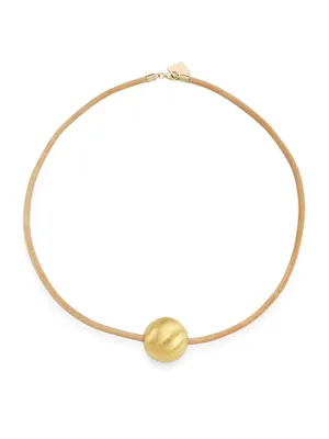 14K Yellow Gold & Leather Necklace