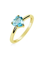 14K Yellow Gold & Blue Topaz Heart Ring