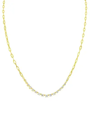 14K Yellow Gold & Diamond Paper-Clip Chain Necklace