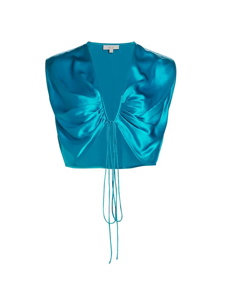 Draped Silk Satin Crop Top