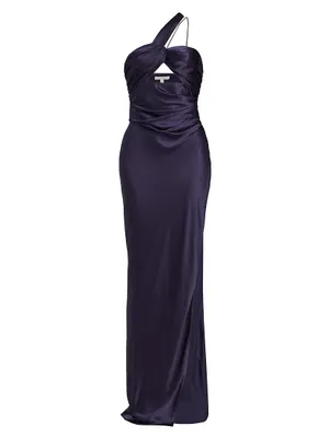 Silk One-Shoulder Cut-Out Gown