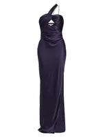 Silk One-Shoulder Cut-Out Gown