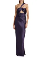 Silk One-Shoulder Cut-Out Gown