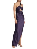 Silk One-Shoulder Cut-Out Gown