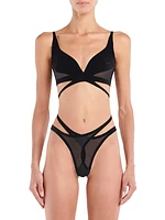 Wolford x Mugler Flock Strappy Bra