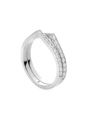 Antifer 18K White Gold & Diamond Double Ring