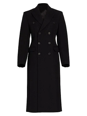 Double-Breasted Wool Long Coat