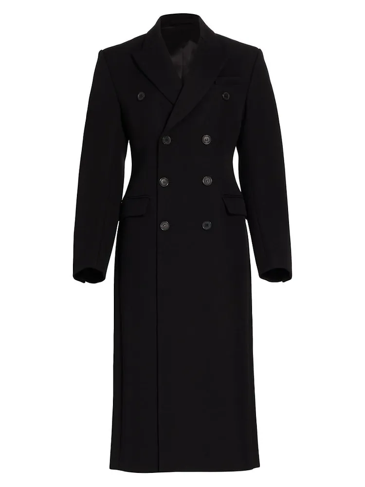 Double-Breasted Wool Long Coat