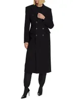 Double-Breasted Wool Long Coat