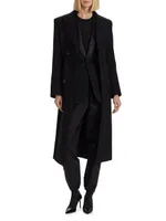 Double-Breasted Wool Long Coat