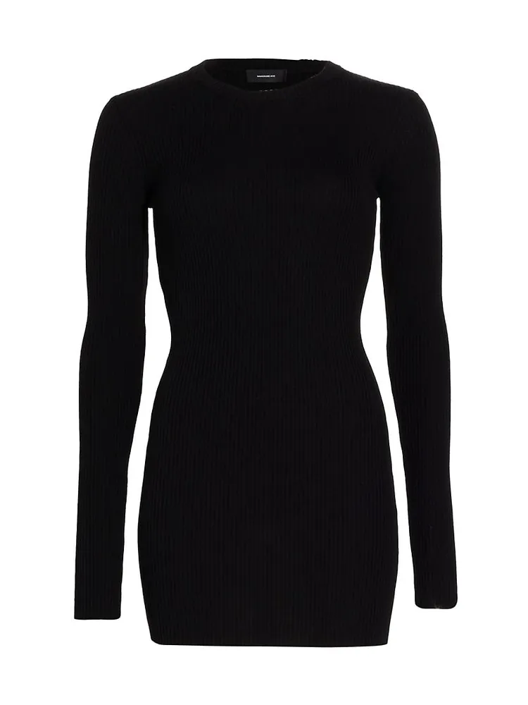 Ribbed Long-Sleeve Minidress