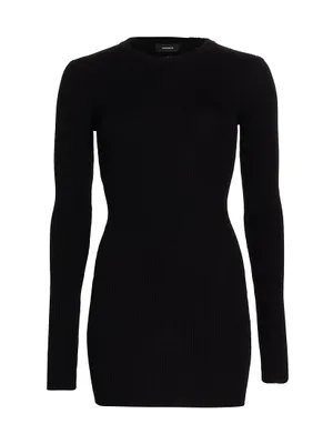 Ribbed Long-Sleeve Minidress