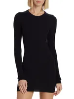 Ribbed Long-Sleeve Minidress