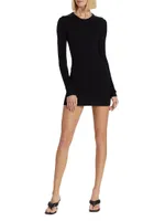 Ribbed Long-Sleeve Minidress