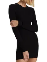 Ribbed Long-Sleeve Minidress