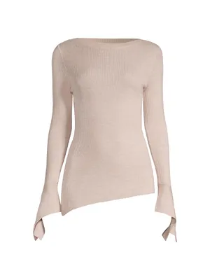 Asymmetric Ribbed-Knit Sweater