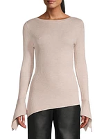 Asymmetric Ribbed-Knit Sweater