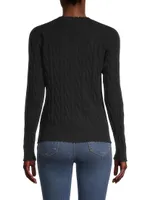 Frayed Cable-Knit Sweater