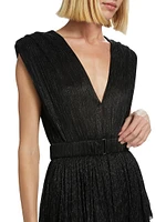 Skylar Tiered Belted Metallic Gown