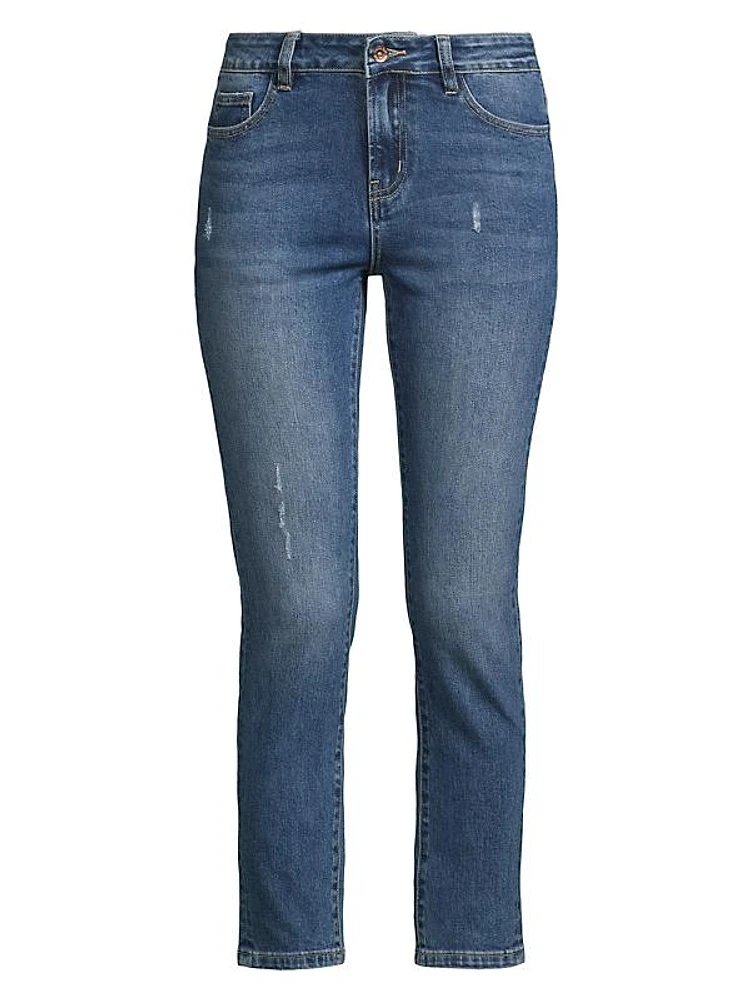 Mid-Rise Stretch Slim Cropped Jeans