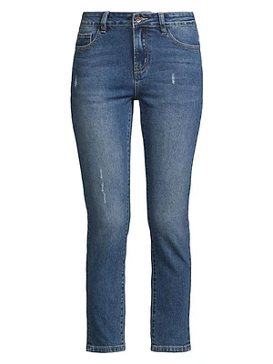 Mid-Rise Stretch Slim Cropped Jeans