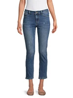 Mid-Rise Stretch Slim Cropped Jeans