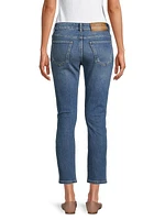 Mid-Rise Stretch Slim Cropped Jeans